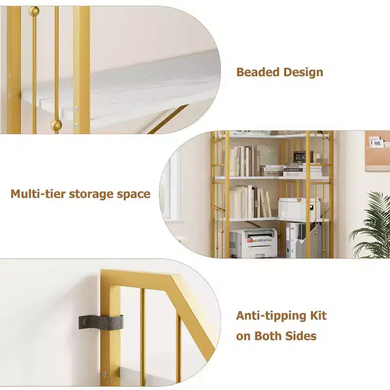 Étagère d'angle à 7 niveaux, bibliothèque en forme de L de 218 cm de haut avec rangement