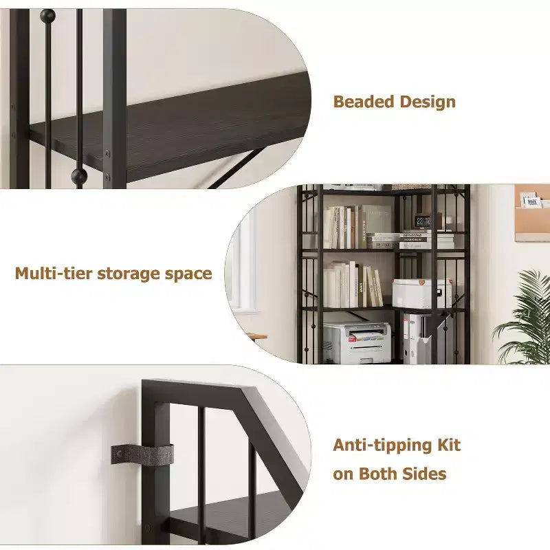 Étagère d'angle à 7 niveaux, bibliothèque en forme de L de 218 cm de haut avec rangement