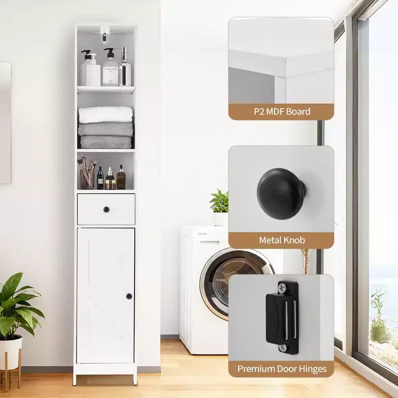 Meuble de rangement de salle de bain, étagère haute de salle de bain sur pied