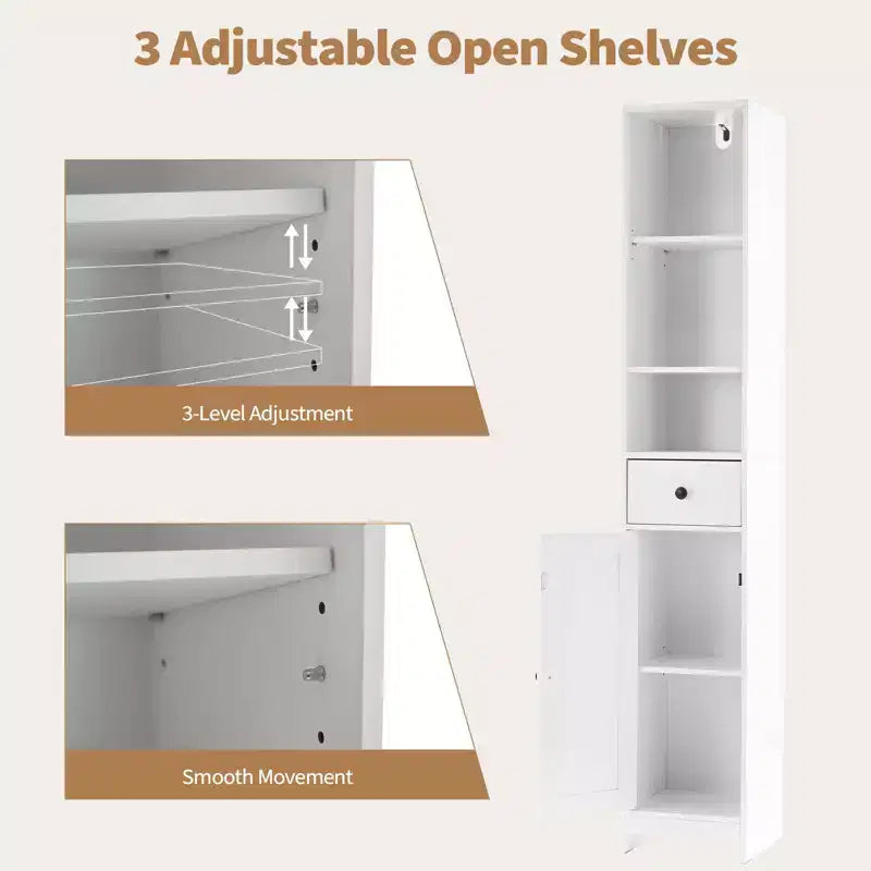 Meuble de rangement de salle de bain, étagère haute de salle de bain sur pied