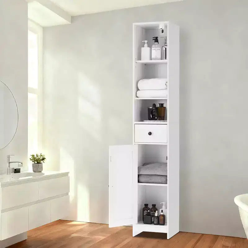 Meuble de rangement de salle de bain, étagère haute de salle de bain sur pied
