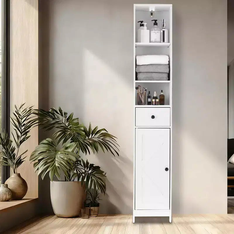 Meuble de rangement de salle de bain, étagère haute de salle de bain sur pied