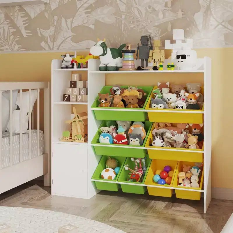 Meuble de rangement pour jouets pour enfants avec 8 bacs de rangement amovibles