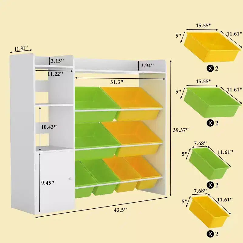 Meuble de rangement pour jouets pour enfants avec 8 bacs de rangement amovibles