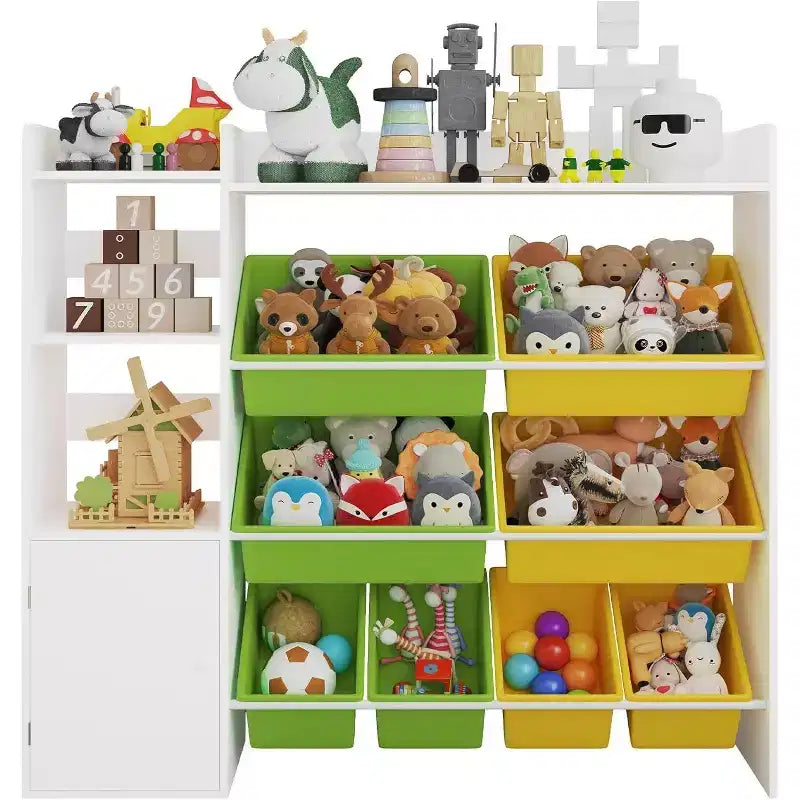 Meuble de rangement pour jouets pour enfants avec 8 bacs de rangement amovibles