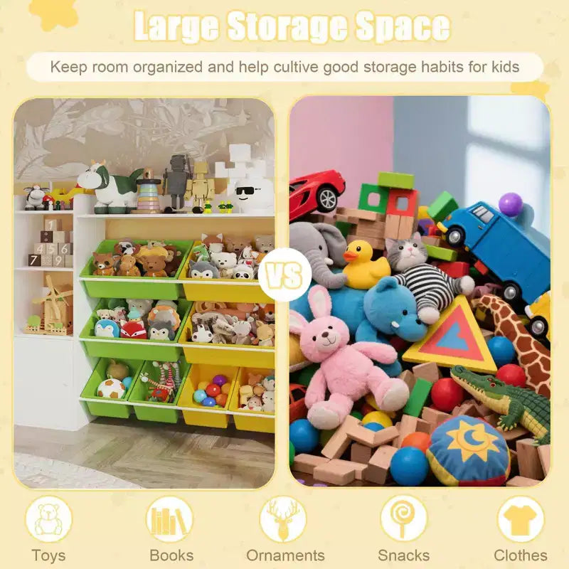 Meuble de rangement pour jouets pour enfants avec 8 bacs de rangement amovibles