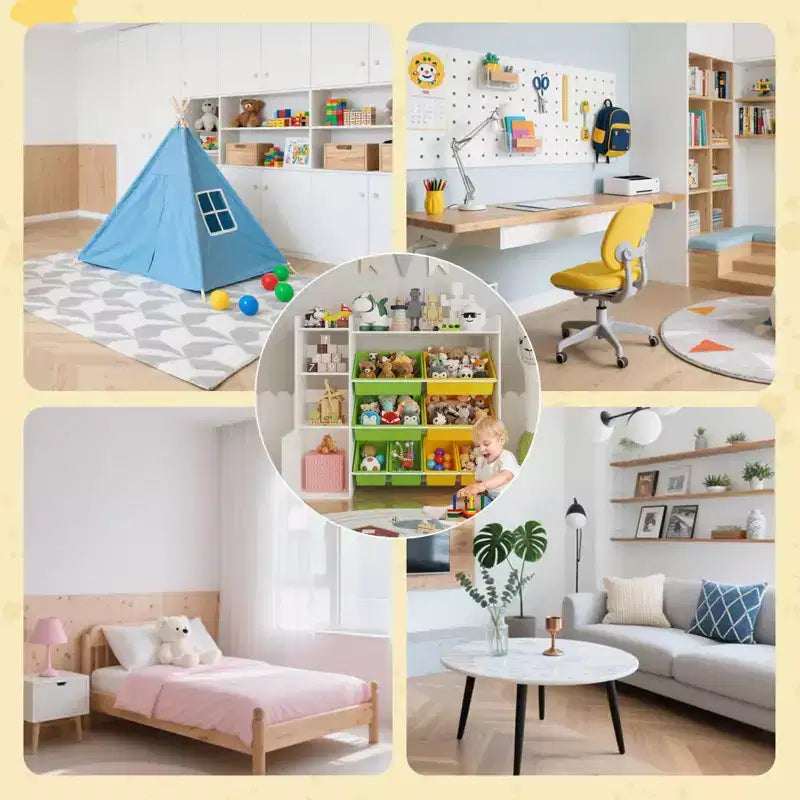 Meuble de rangement pour jouets pour enfants avec 8 bacs de rangement amovibles