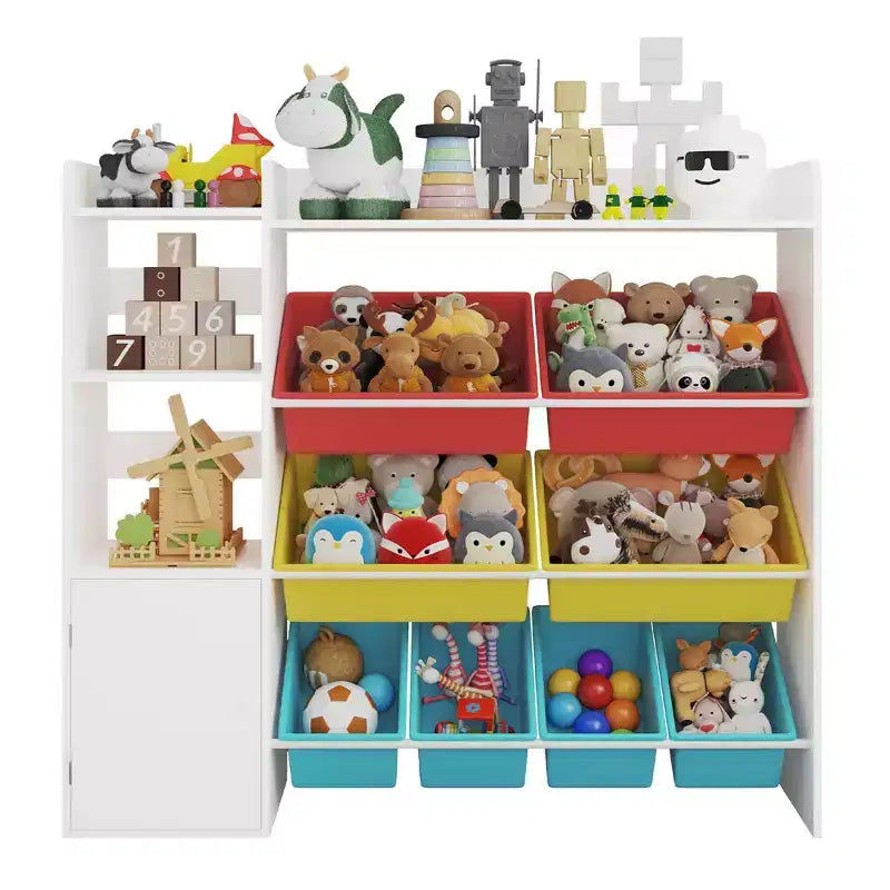 Meuble de rangement pour jouets pour enfants avec 8 bacs de rangement amovibles