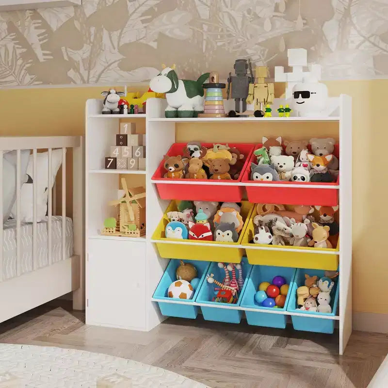Meuble de rangement pour jouets pour enfants avec 8 bacs de rangement amovibles