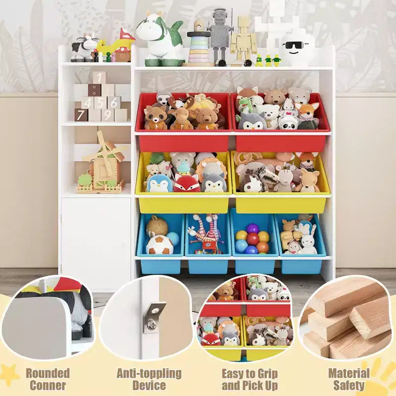 Meuble de rangement pour jouets pour enfants avec 8 bacs de rangement amovibles