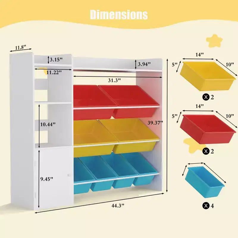 Meuble de rangement pour jouets pour enfants avec 8 bacs de rangement amovibles