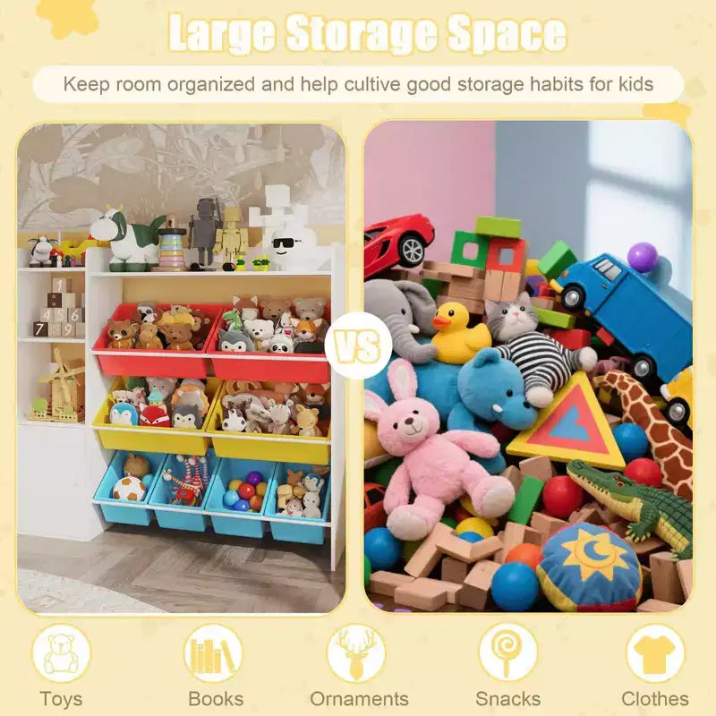 Meuble de rangement pour jouets pour enfants avec 8 bacs de rangement amovibles