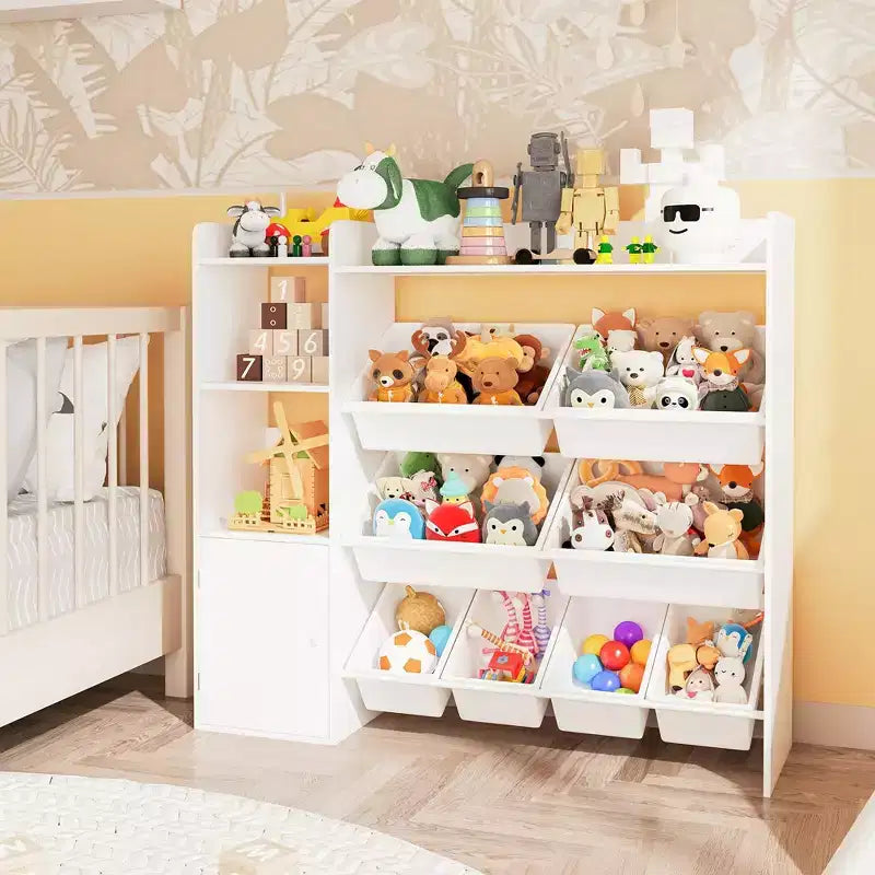 Meuble de rangement pour jouets pour enfants avec 8 bacs de rangement amovibles