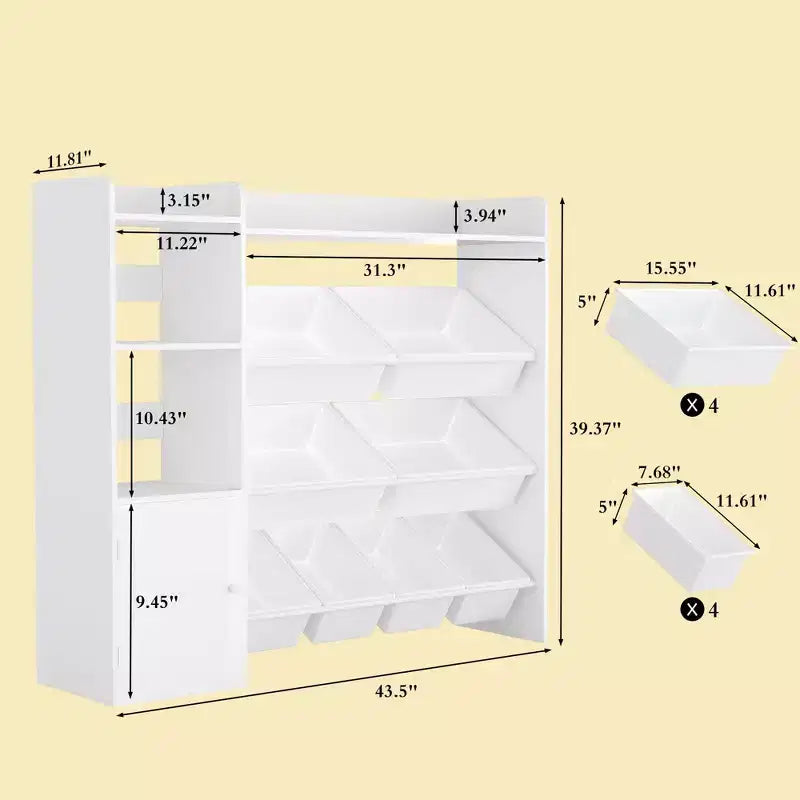 Meuble de rangement pour jouets pour enfants avec 8 bacs de rangement amovibles
