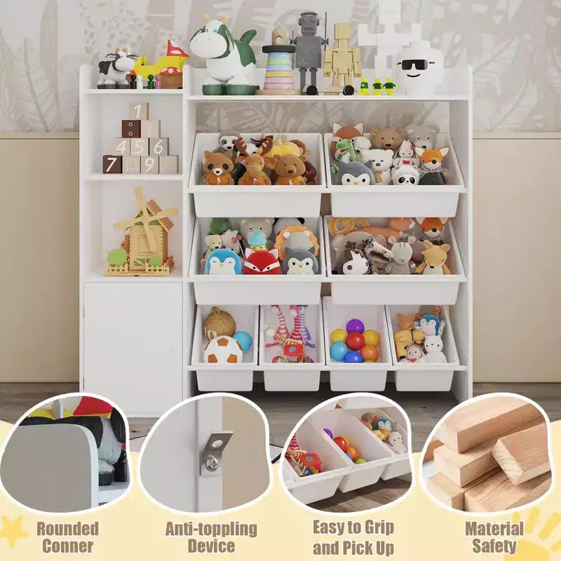 Meuble de rangement pour jouets pour enfants avec 8 bacs de rangement amovibles