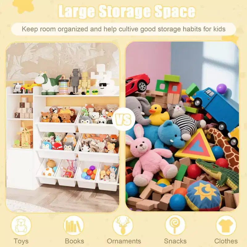 Meuble de rangement pour jouets pour enfants avec 8 bacs de rangement amovibles