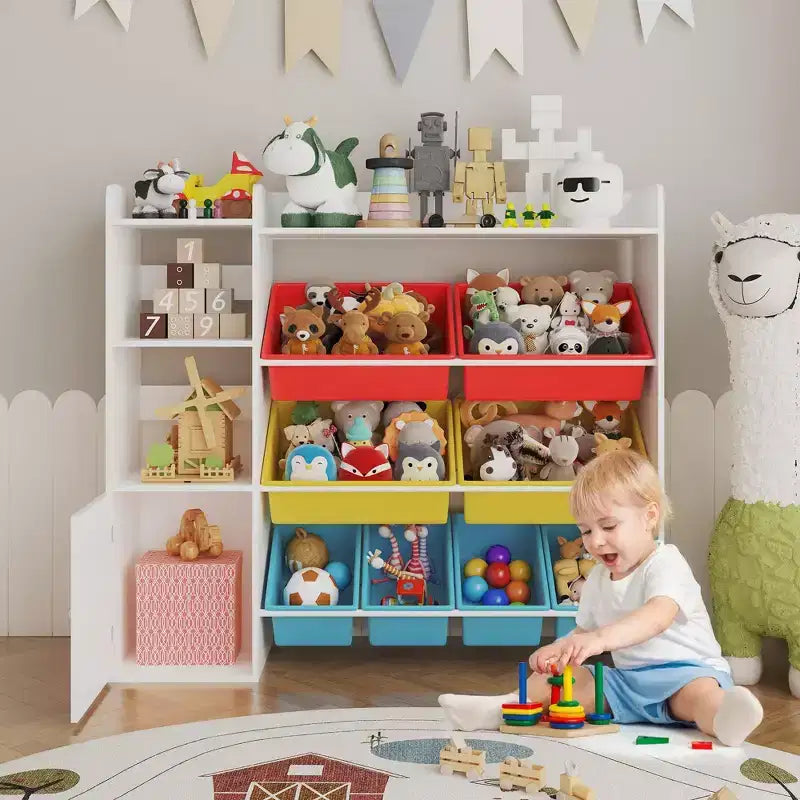 Meuble de rangement pour jouets pour enfants avec 8 bacs de rangement amovibles