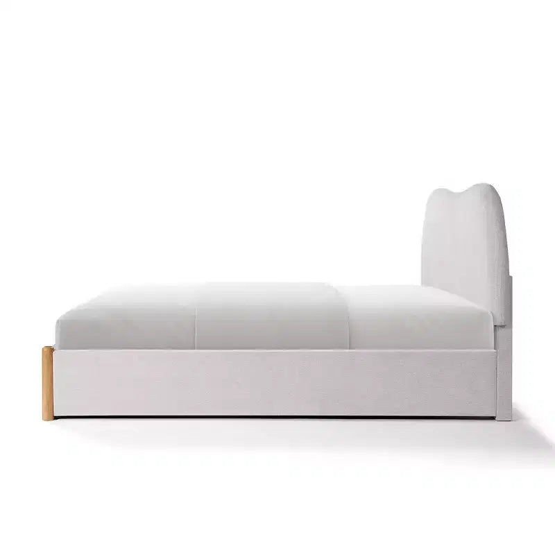 Tête de lit tapissée en lin, lit plateforme moderne