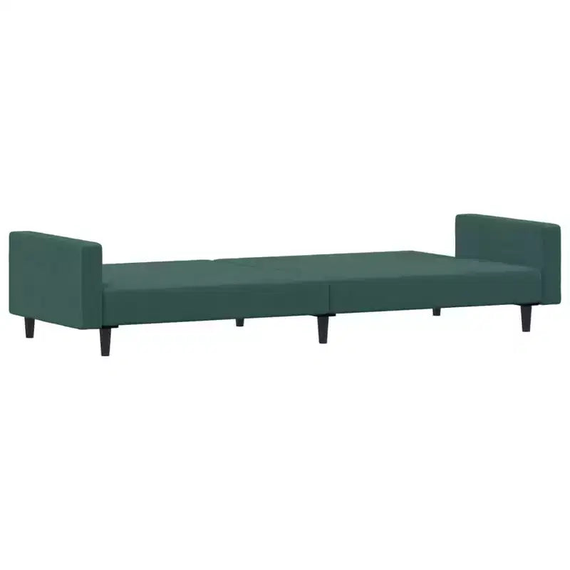 Canapé-lit 2 places avec repose-pieds en velours vert foncé