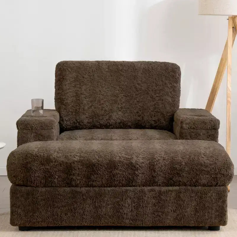 Fauteuil inclinable extra large avec coussins et pouf de rangement