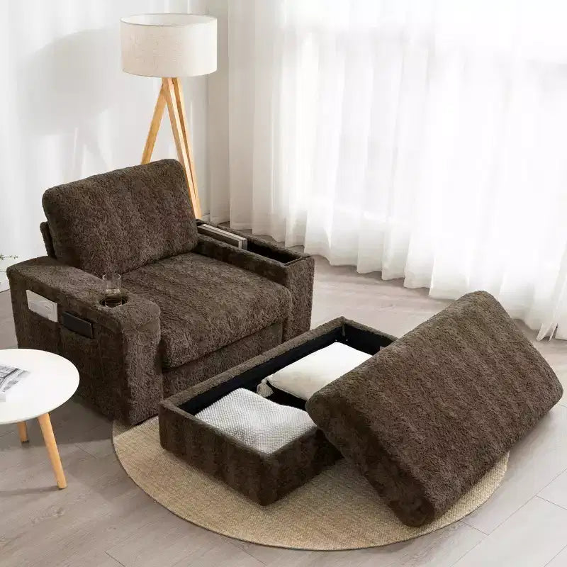 Fauteuil inclinable extra large avec coussins et pouf de rangement
