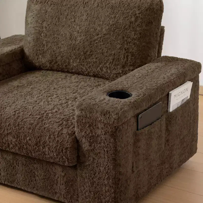 Fauteuil inclinable extra large avec coussins et pouf de rangement