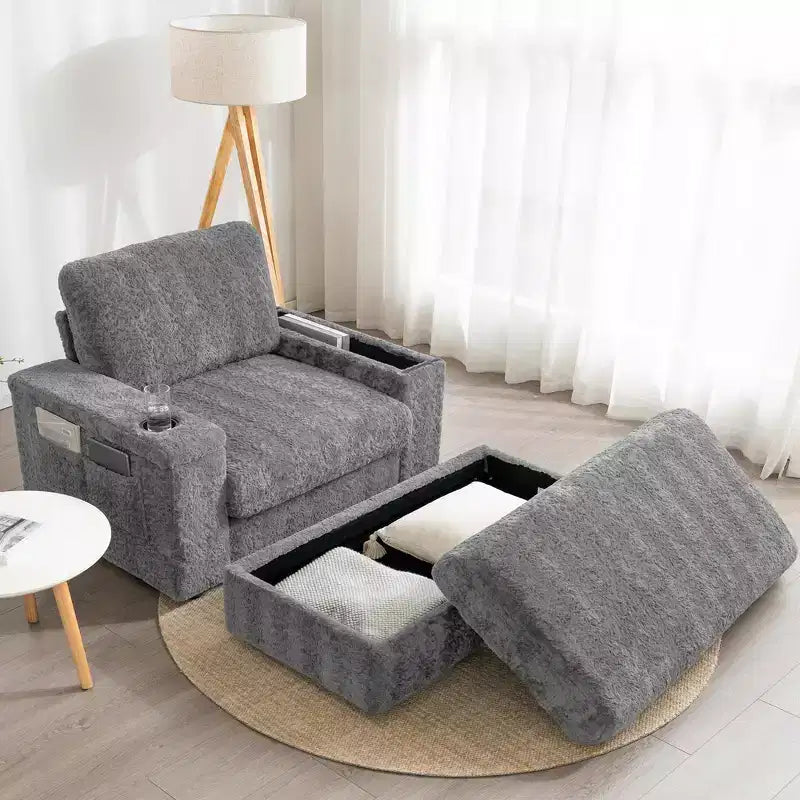 Fauteuil inclinable extra large avec coussins et pouf de rangement