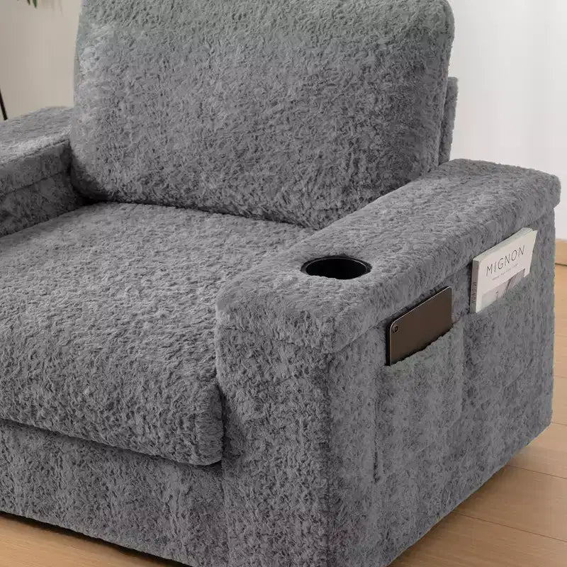 Fauteuil inclinable extra large avec coussins et pouf de rangement