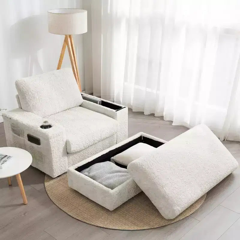 Fauteuil inclinable extra large avec coussins et pouf de rangement