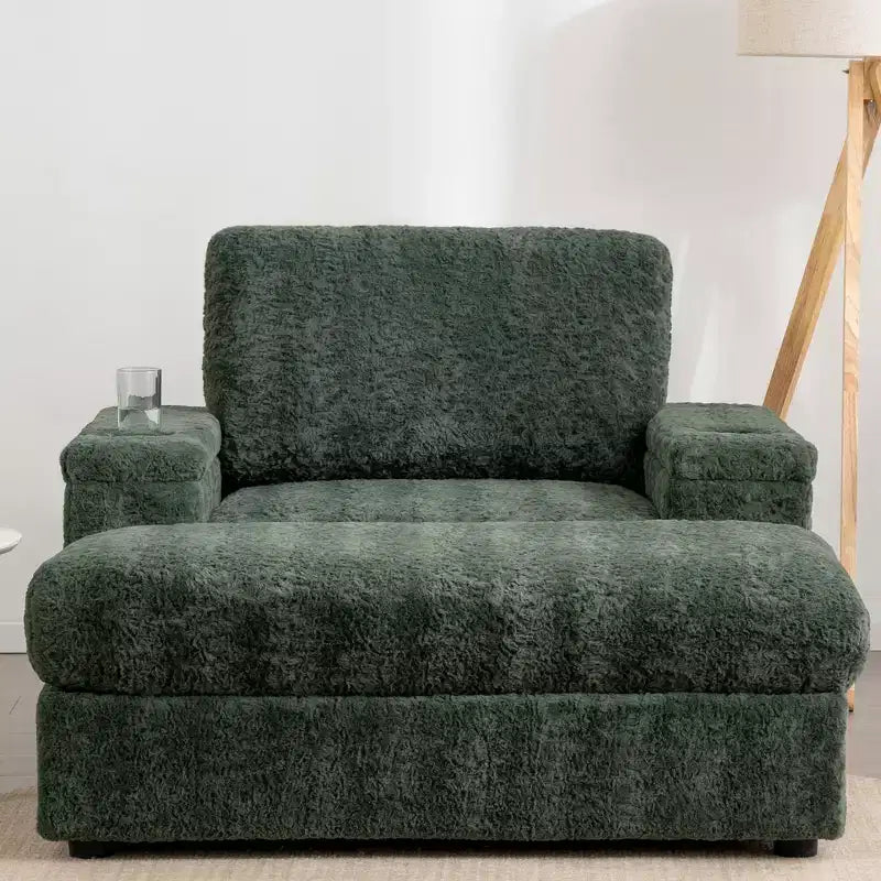 Fauteuil inclinable extra large avec coussins et pouf de rangement