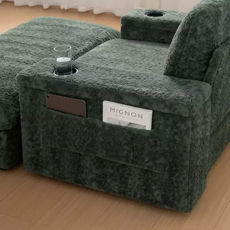 Fauteuil inclinable extra large avec coussins et pouf de rangement