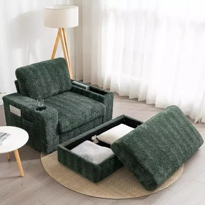 Fauteuil inclinable extra large avec coussins et pouf de rangement