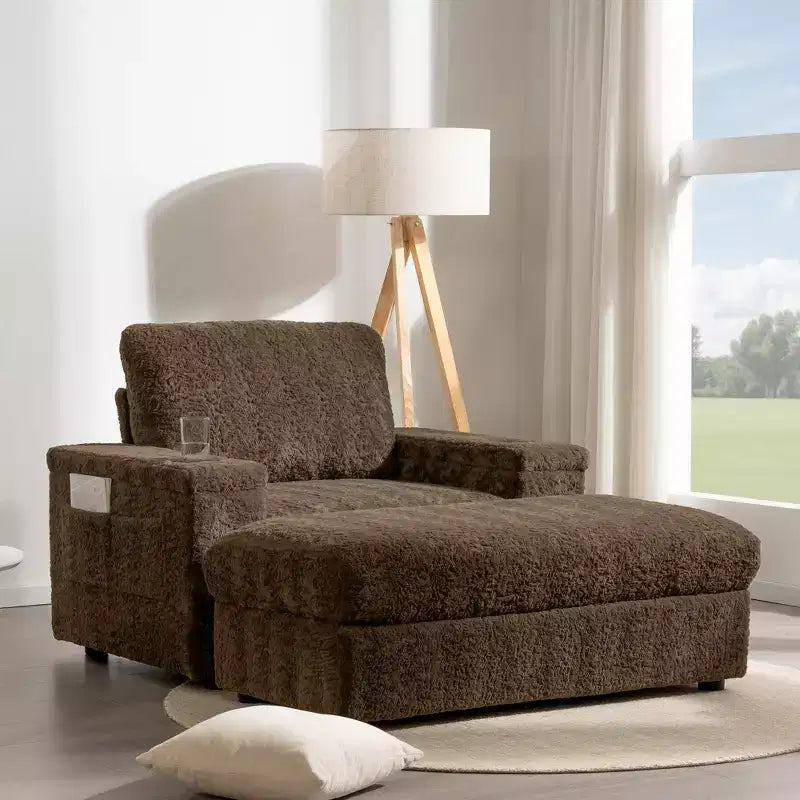 Fauteuil inclinable extra large avec coussins et pouf de rangement