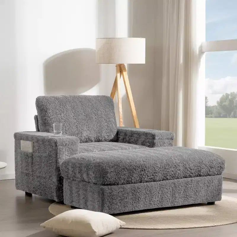 Fauteuil inclinable extra large avec coussins et pouf de rangement