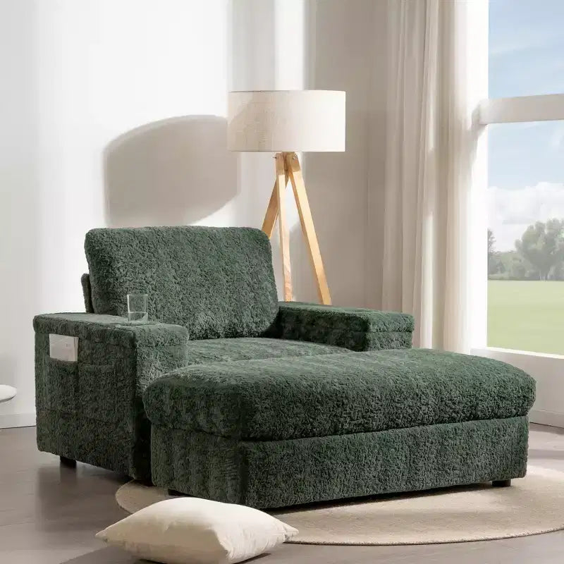 Fauteuil inclinable extra large avec coussins et pouf de rangement