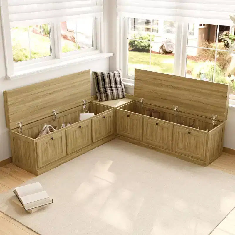 Banc d'angle de rangement avec meuble de rangement à couvercle rabattable