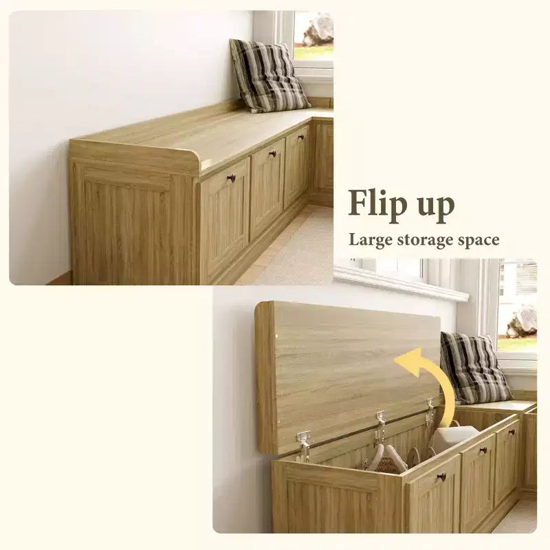 Banc d'angle de rangement avec meuble de rangement à couvercle rabattable