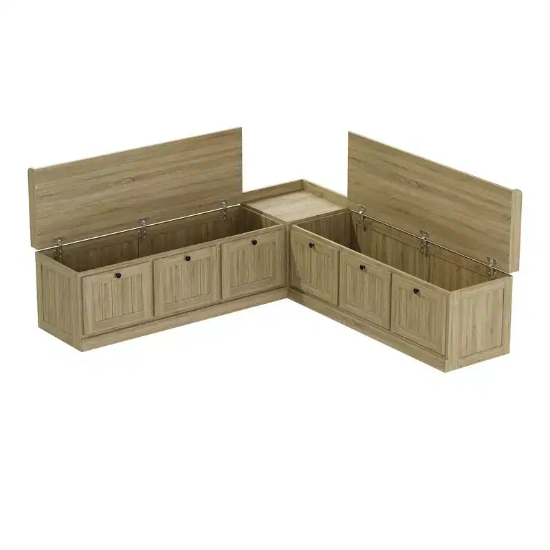 Banc d'angle de rangement avec meuble de rangement à couvercle rabattable