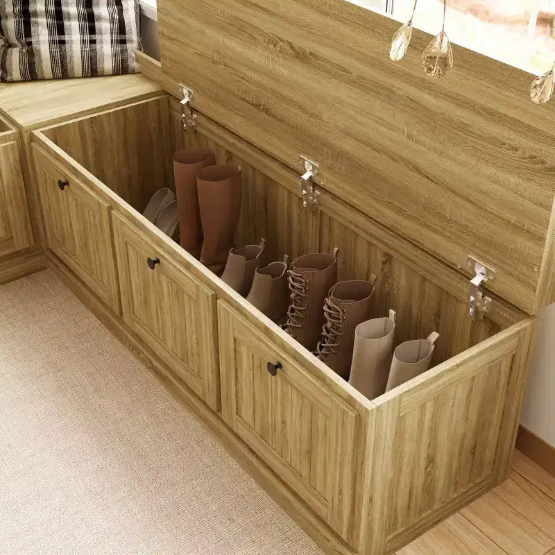 Banc d'angle de rangement avec meuble de rangement à couvercle rabattable