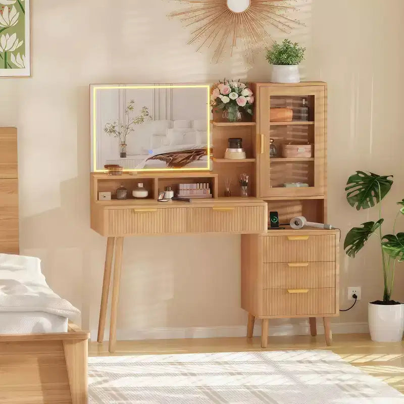 Coiffeuse encastrée avec miroir et éclairage haute définition