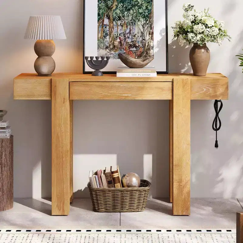 Console en placage de bois de style champêtre