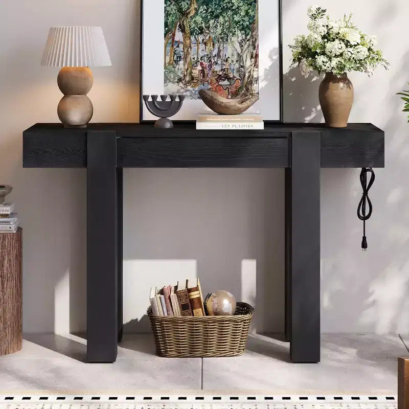 Console en placage de bois de style champêtre