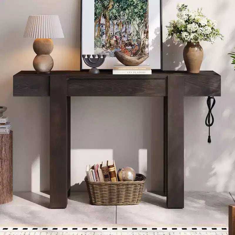 Console en placage de bois de style champêtre