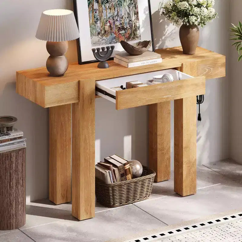 Console en placage de bois de style champêtre