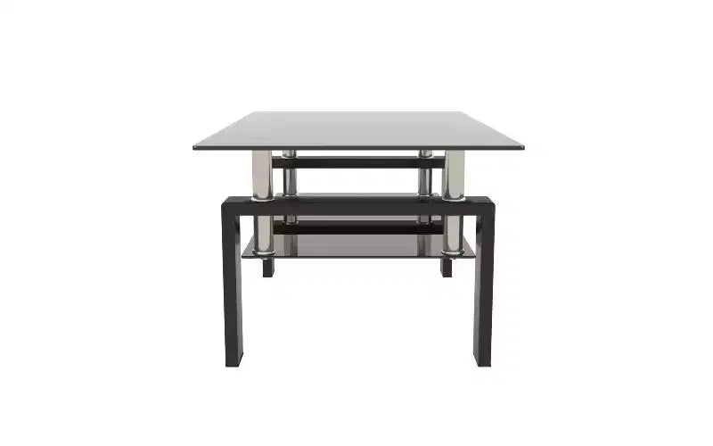 Table basse en verre double épaisseur avec structure en fer forgé