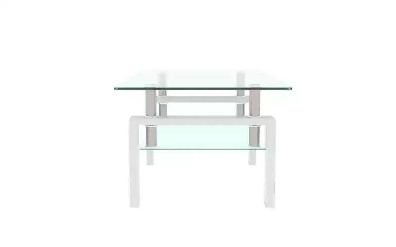 Table basse en verre double épaisseur avec structure en fer forgé