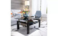 Table basse en verre double épaisseur avec structure en fer forgé