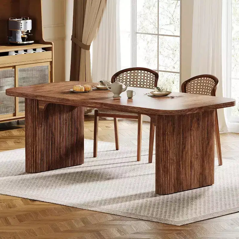Table à manger moderne pour six personnes, table de cuisine en bois de 157,5 cm