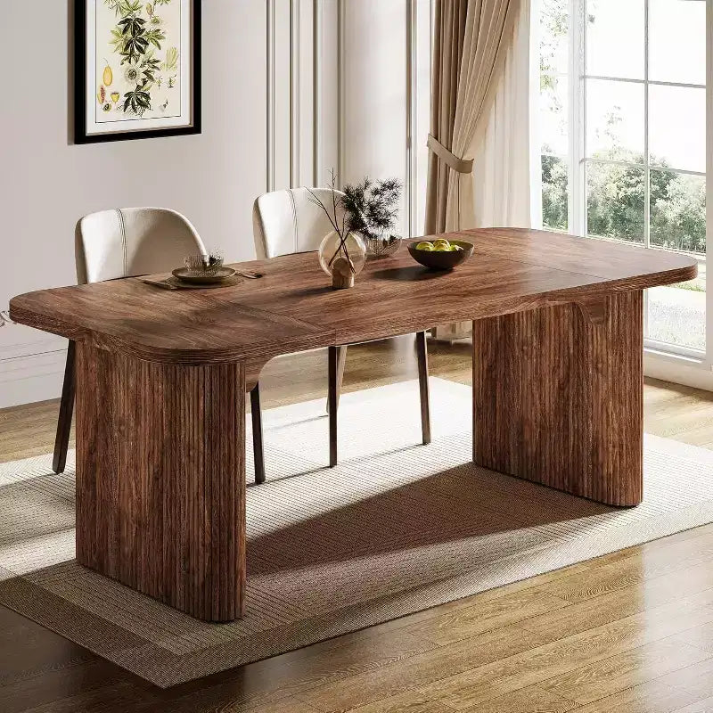 Table à manger moderne pour six personnes, table de cuisine en bois de 157,5 cm