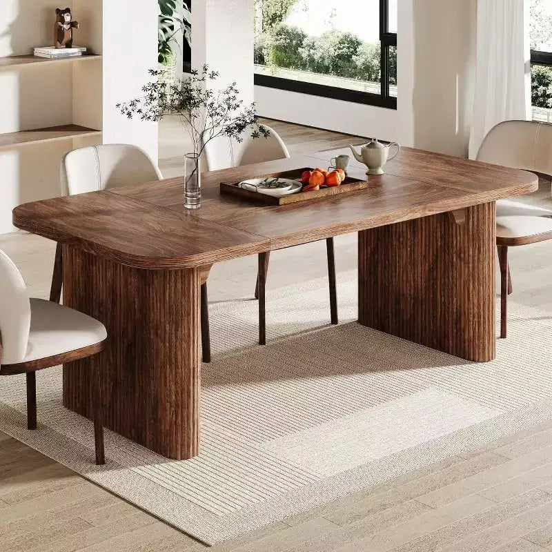 Table à manger moderne pour six personnes, table de cuisine en bois de 157,5 cm